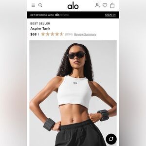 ALO Yoga White Aspire Tank Top